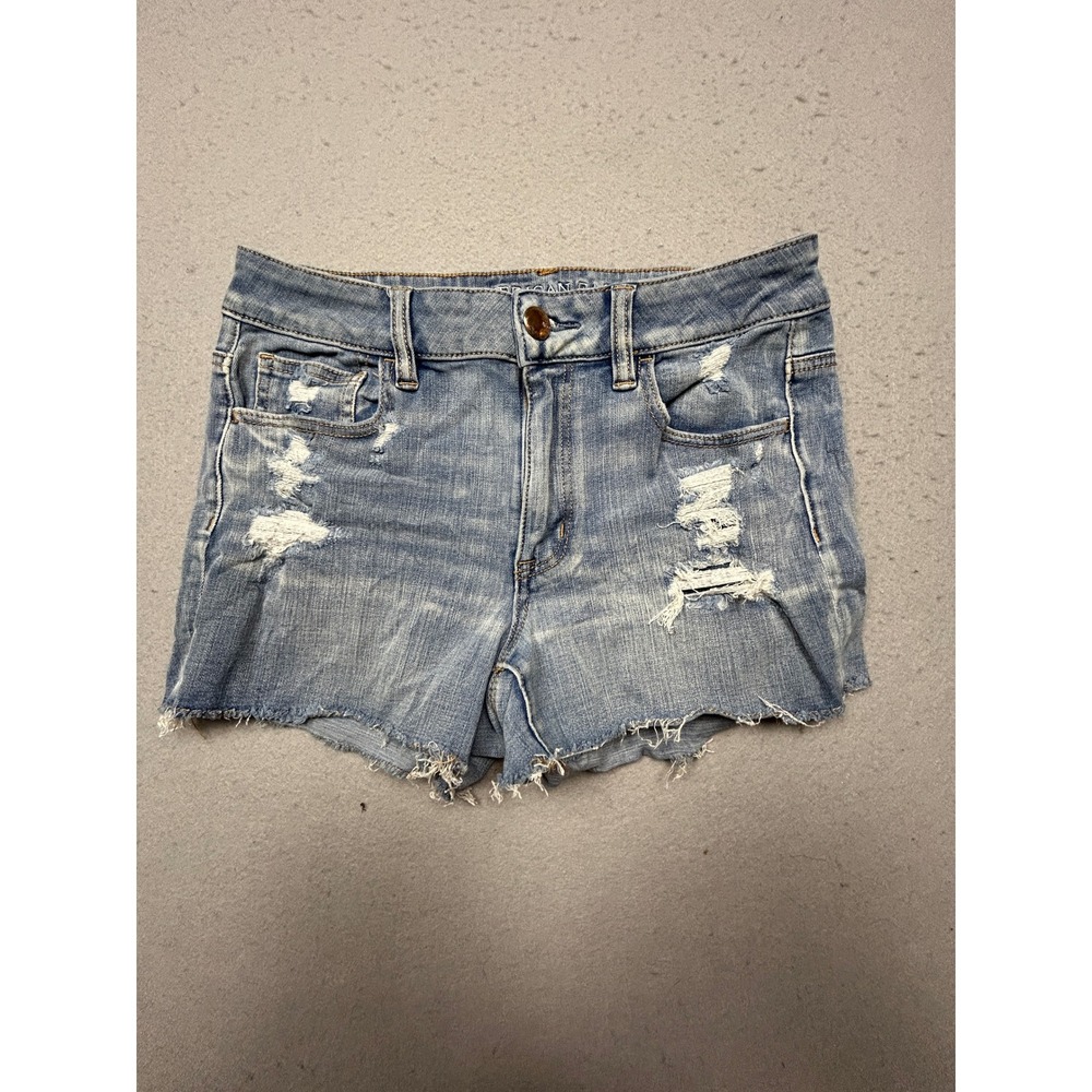 American Eagle Shorts Denim Blue Distressed 8 W28 Womens